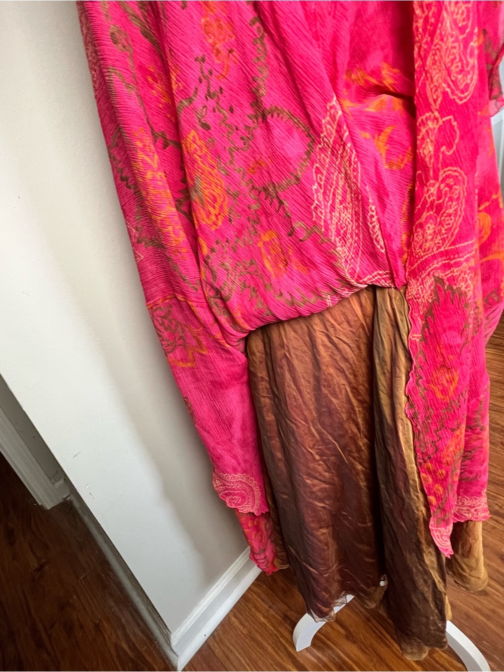 Rene Ruiz Paisley Midi Dress Boned Bodice Fuchsia 8/10 M Cocktail Dress - Picture 7 of 10